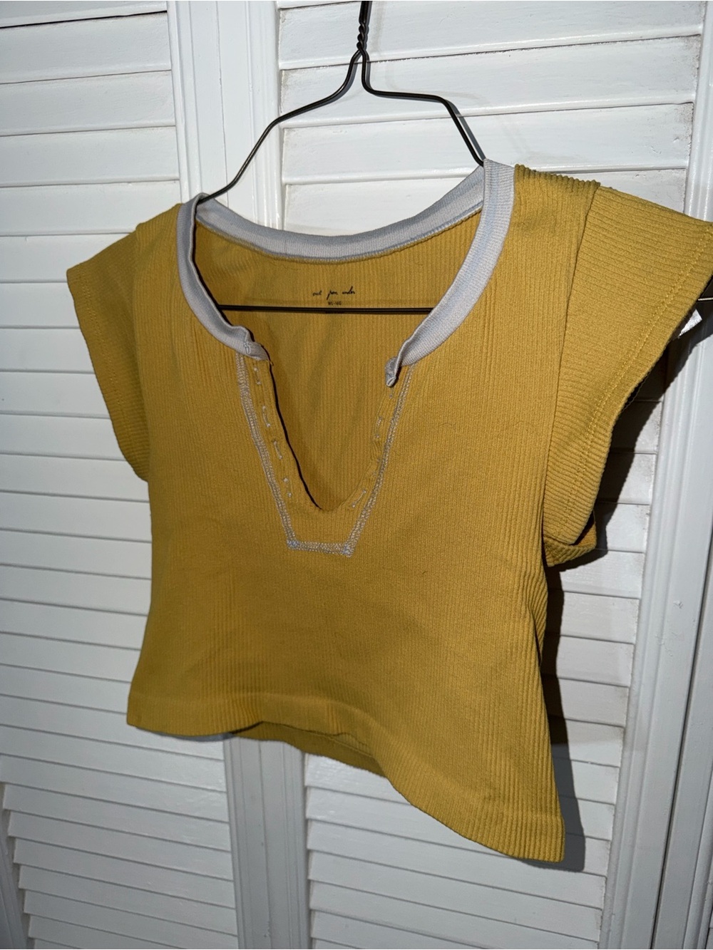 Urban Outfitters Mustard Yellow Ribbed Deep V-Neck Crop Top
